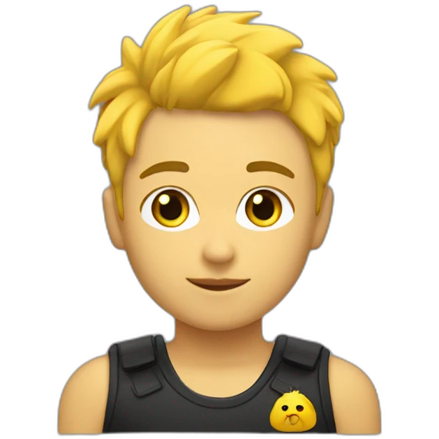 joven piel blanca pelo rubio con gato negro y amarillo emoji