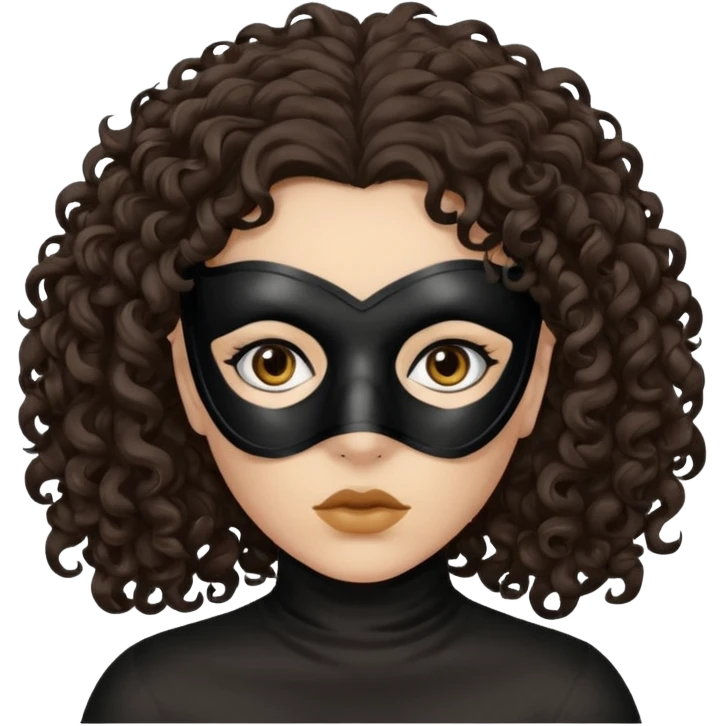 woman with robber mask concerned dark curly hair emoji