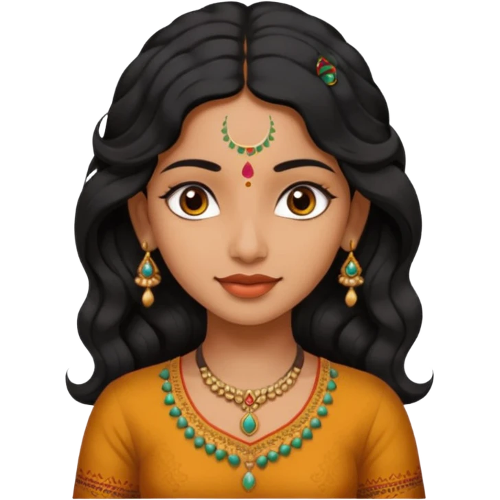 Indian fat girl south Indian wavy medium black hair ,tan darker skin emoji