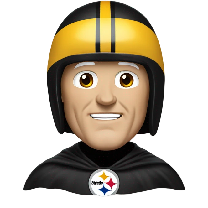 Terry Bradshaw Pittsburgh Steelers player in helmet and uniform with black cape. emoji