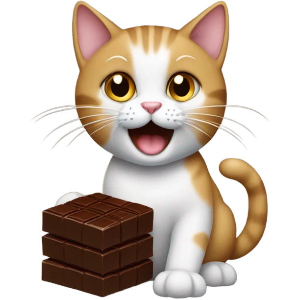 Cat with chocolate in paws emoji