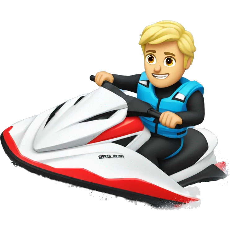 Big blonde guy jet ski in snow emoji