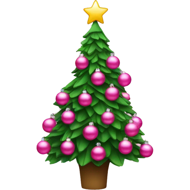 christmas tree with pink ornaments emoji