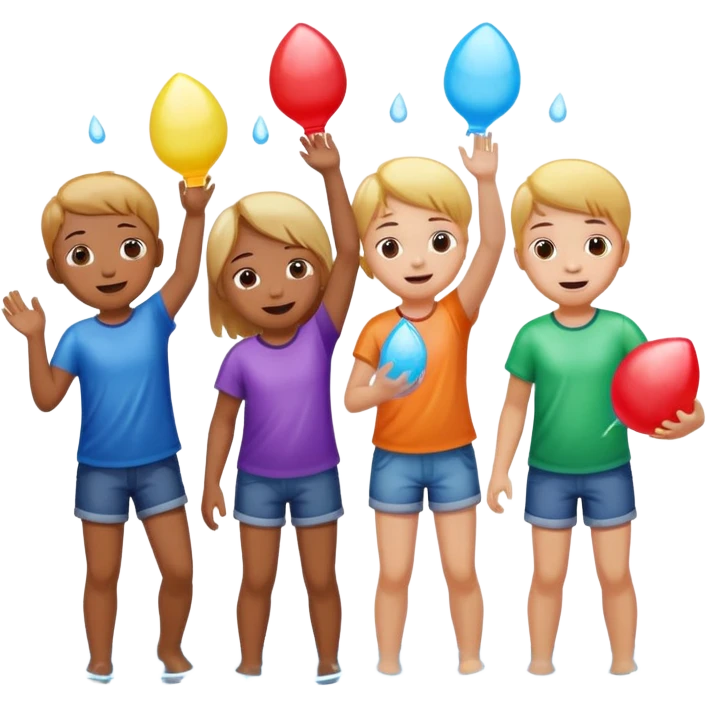 children playing with water balloons emoji