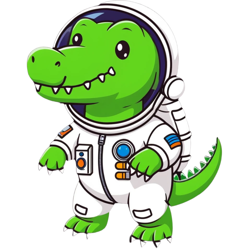 cute crocodile cosmonaut emoji