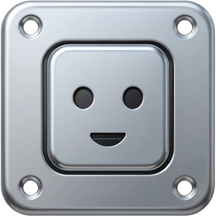 A futuristic microchip emoji made of polished silver chrome, minimal circuit details, smooth metallic surface, soft lighting, iOS emoji style, centered, clean white background emoji