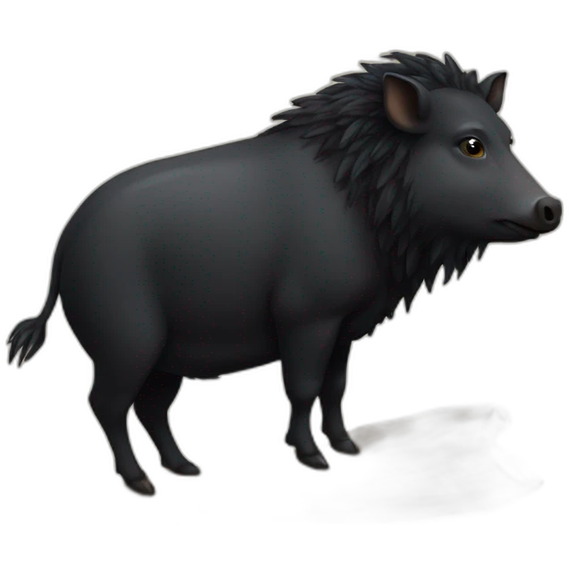 Curupira sitting on a Black boar emoji