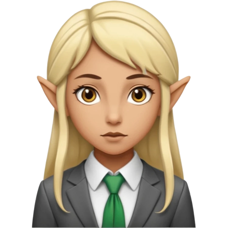 female elf with tie, business emoji