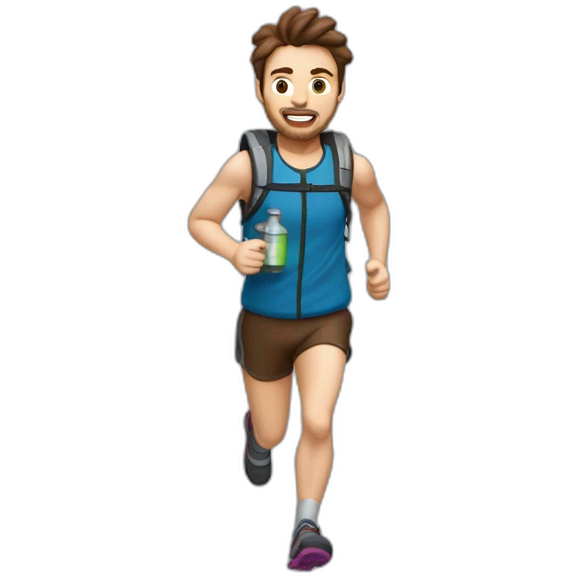 trail runner with brown hair and Running Vest with flasks emoji