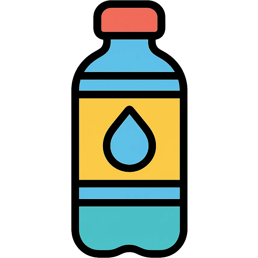 water bottle decoration icon with black outlines in colorful style emoji