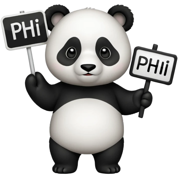 Сделай эмодзи где стоит панда у нее в руках табличка а на табличке написано @ph1lanthropov emoji