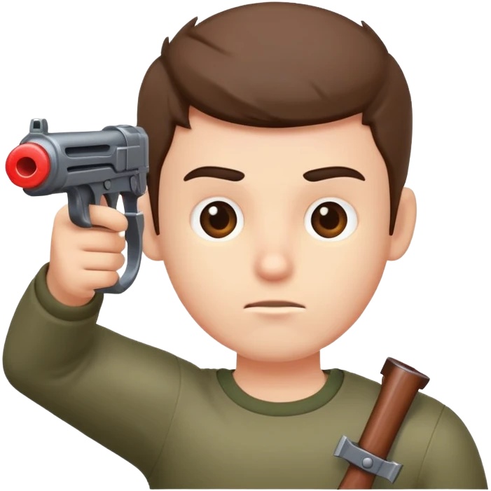 a guy aiming his head with a toy weapon  emoji