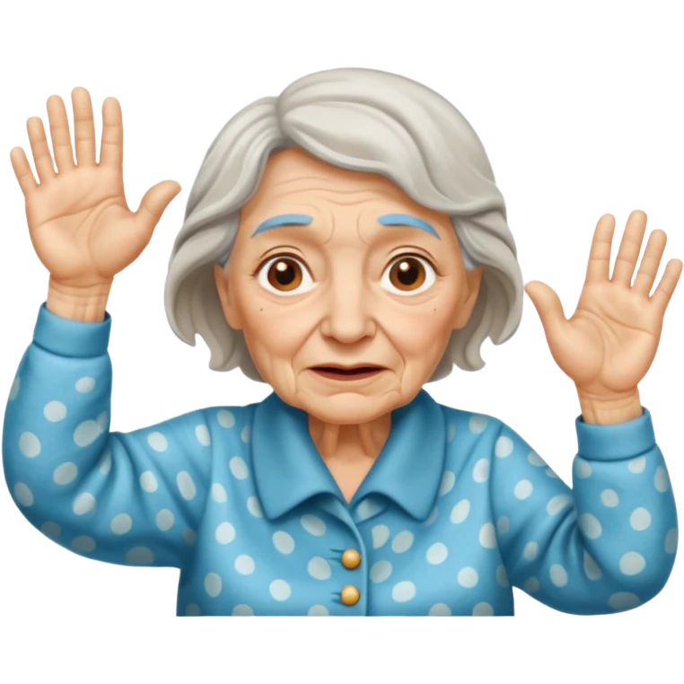 Old lady hands up raise the roof emoji