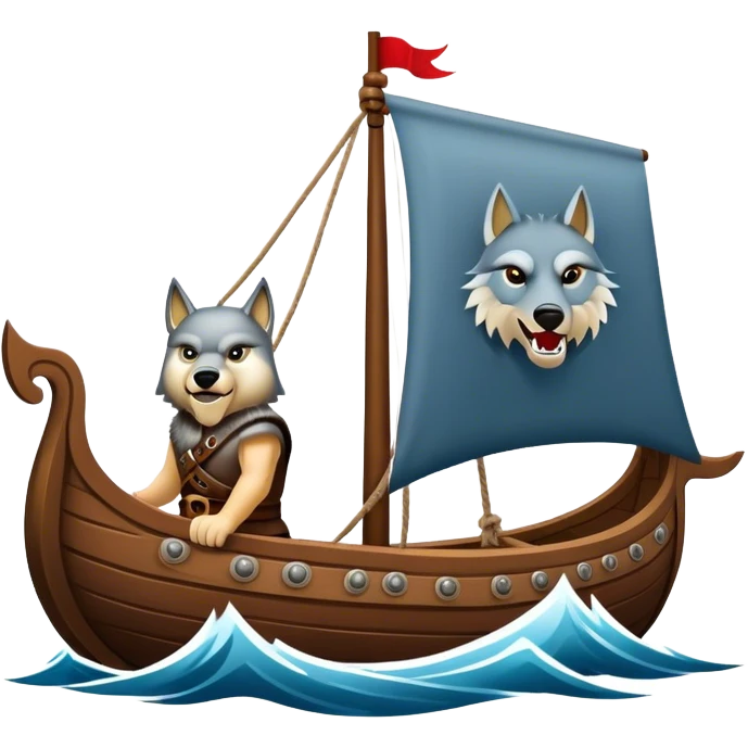 Viking ship with wolf banner emoji