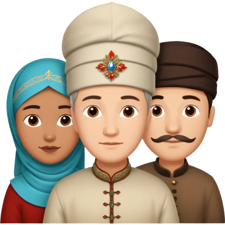 Emoji symbolizing three different cultures of Russia in the form of people (for example, Russians, Tatars, Bashkirs) emoji