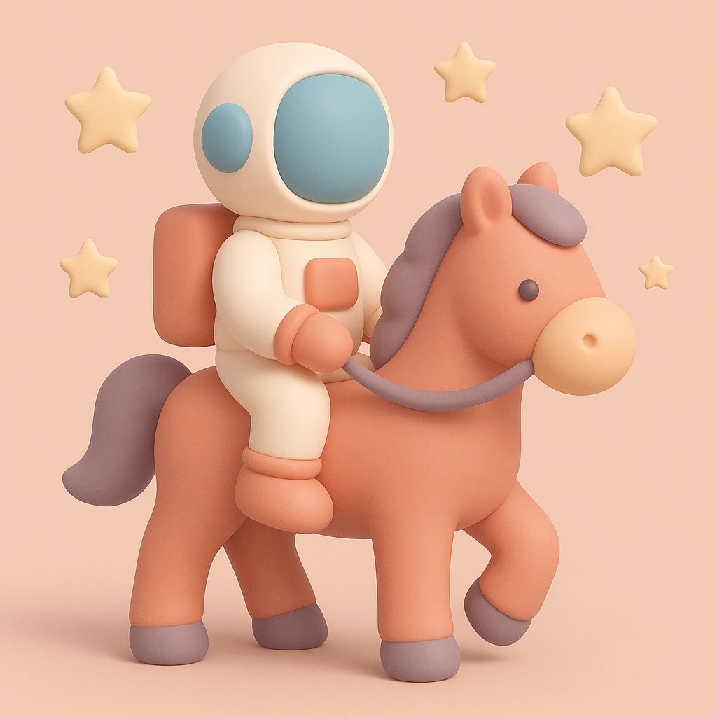 astronaut on horseback with stars in background emoji