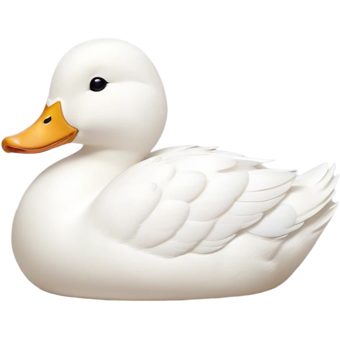 Meme-Worthy Cute Sleeping White Duck Portrait Emoji, Head resting peacefully with a contented smile, showcasing a sleek, graceful build and a luxuriously soft pure white plumage, eyes shut in a serene, restful nap, Simplified yet hilariously adorable features, highly detailed, glowing with a soft, drowsy light, high shine, relaxed and utterly lovable, stylized with an air of playful laziness, bright and heartwarming, soft glowing outline, capturing the essence of a comically sleepy duck, so meme-worthy it feels like it could instantly become the next viral sensation of adorable slumber! emoji