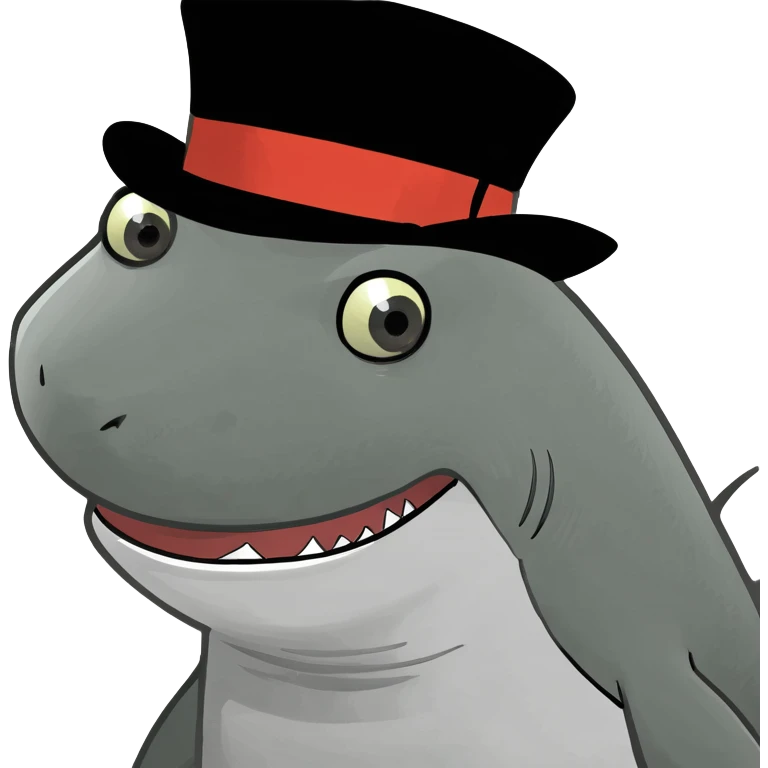 Shark with a top hat emoji