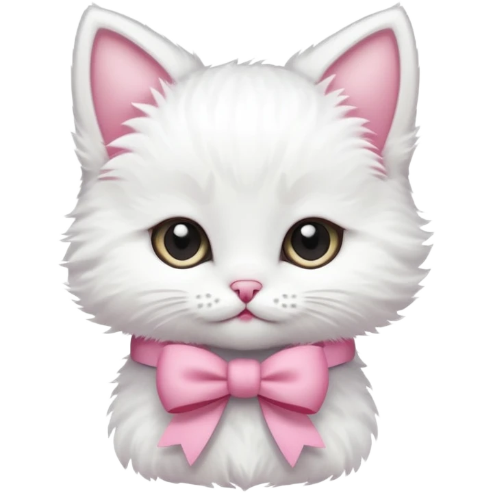 Uma gatinha branca com lacinho rosa emoji