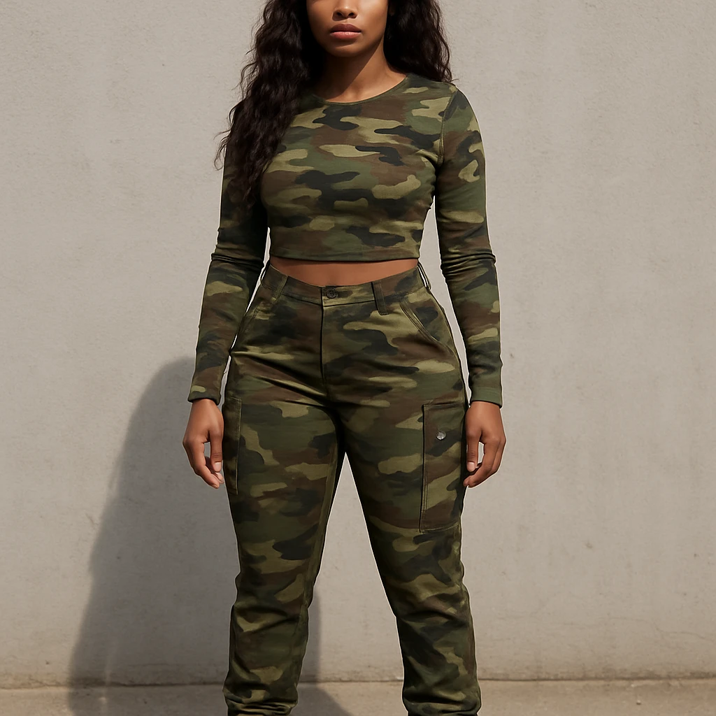 realistic full body camo baddie redbone, face included  emoji