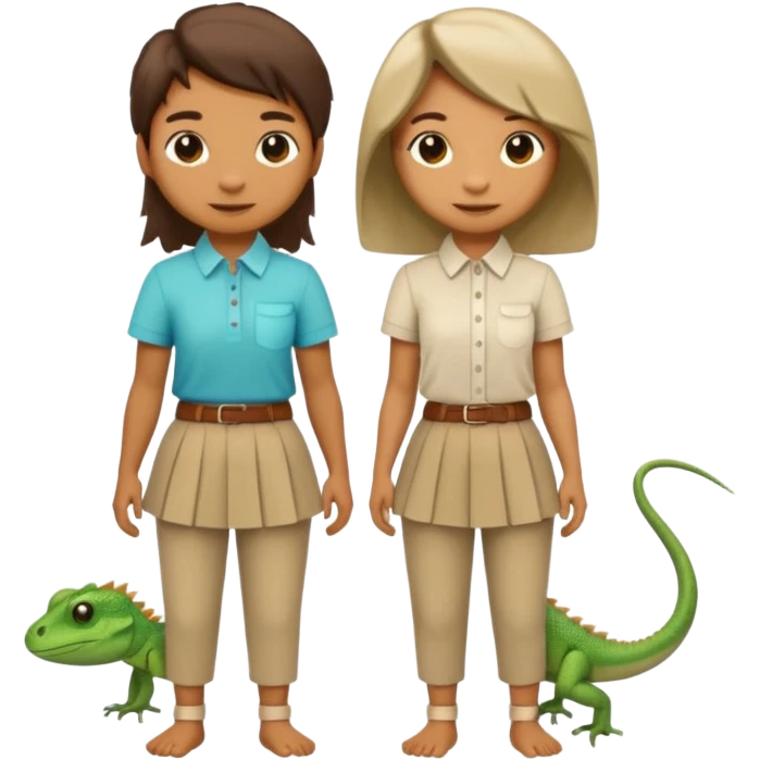 Romantic Lizard couple wear cute skirt and pants with shirt  emoji