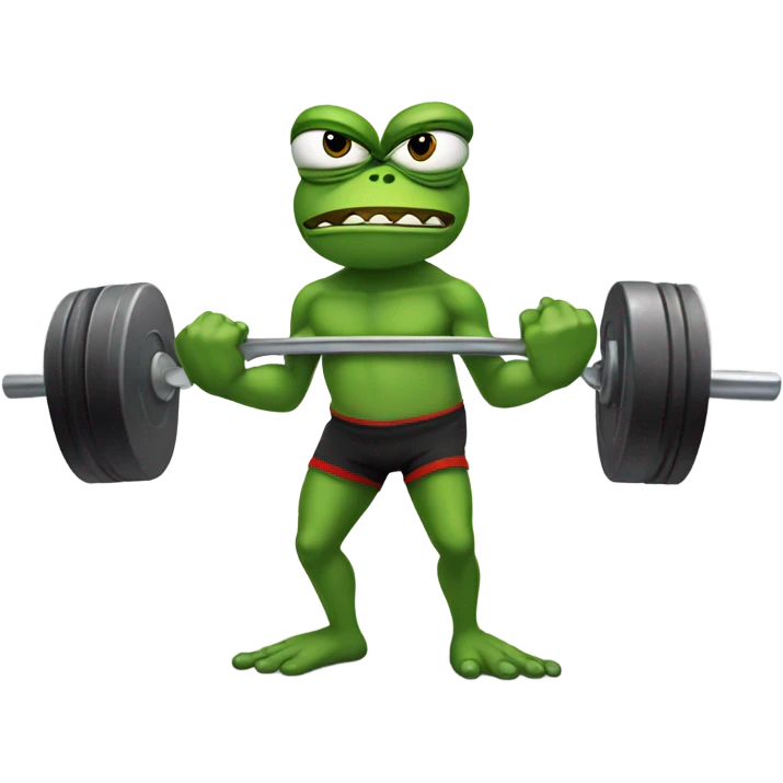 Pepe the frog lifting weights emoji
