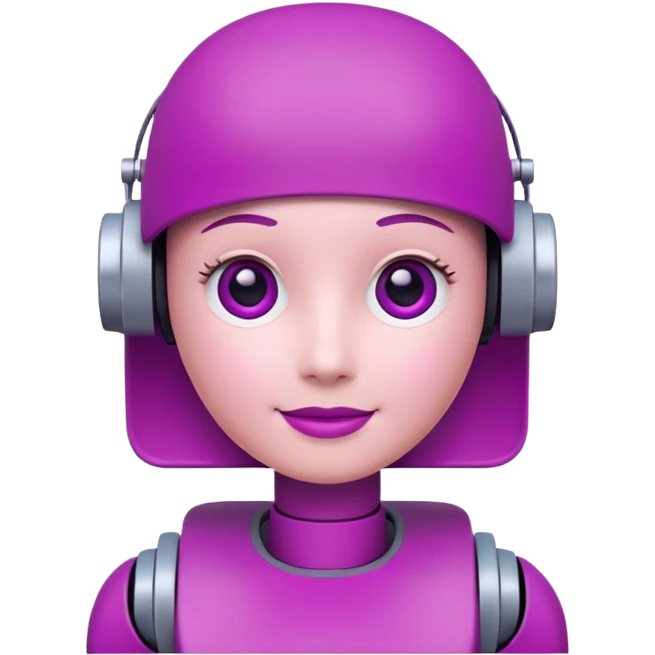 A friendly 3D chatbot assistant icon with a rounded square head, simple eyes, and a subtle smile. Clean, minimal, professional design suitable for a corporate SharePoint icon.Magenta color palette (#E20074) with dark purple and soft pink accents. emoji