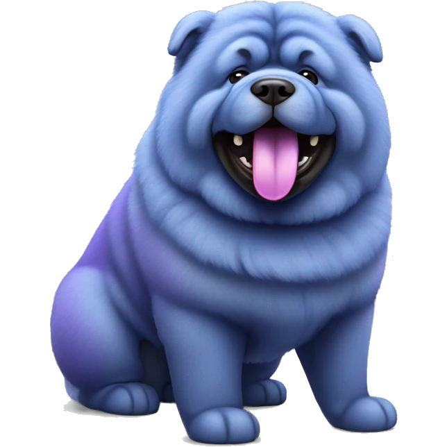 Full body blue Chow chow with purple tongue, photorealistic 4k emoji