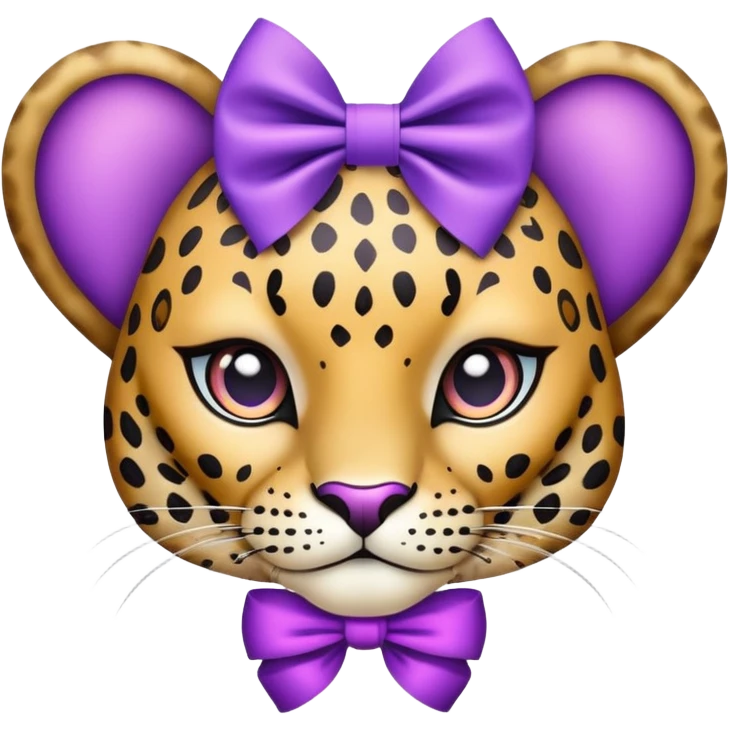 Un leopardo con un lazo morado coquette  emoji