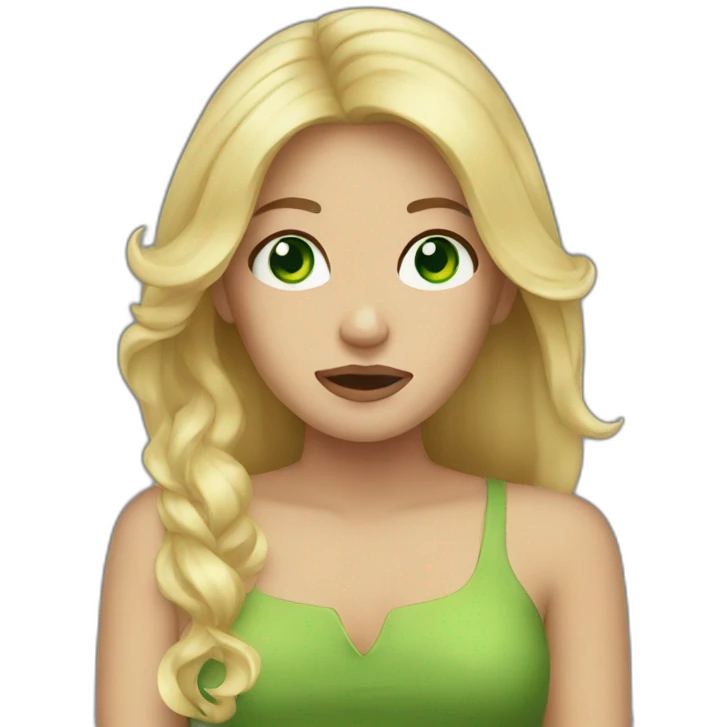 woman with blonde hair and green eyes cry emoji