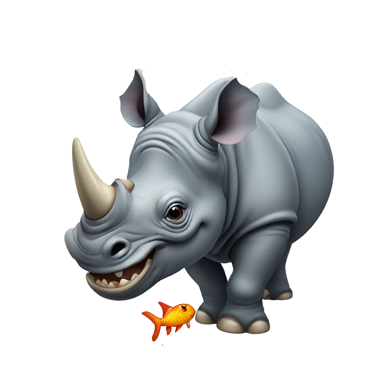 rhinoceros with fish in its mouth emoji