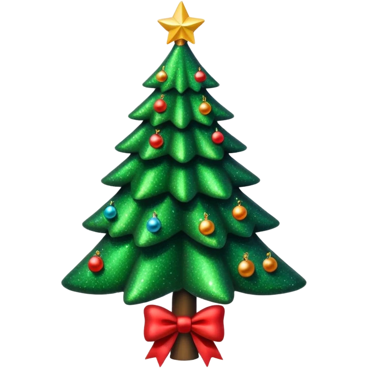 Sparkly Christmas tree with a red big bow on top  emoji