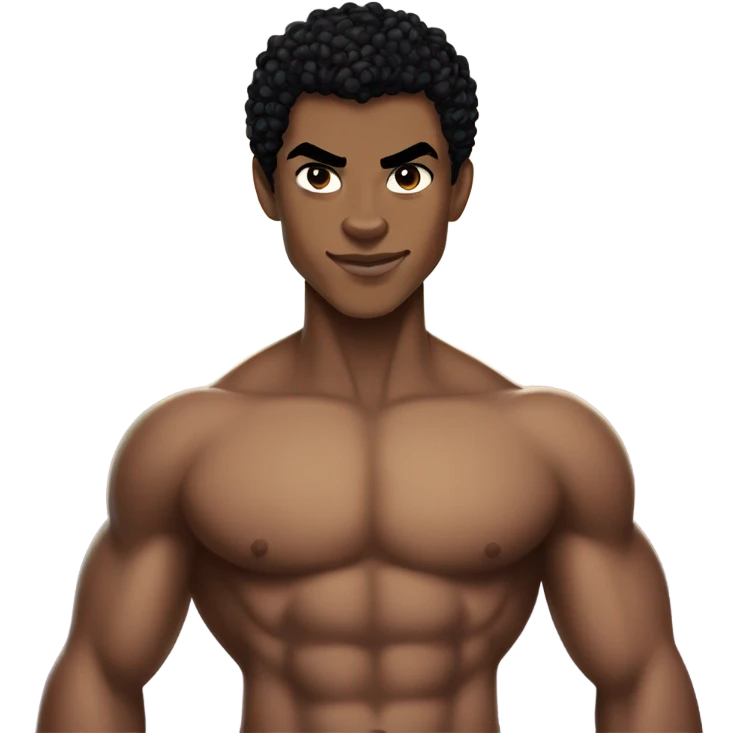 Muscular Afro light-skinned teenager as superhero shirtless Prince Namor. emoji