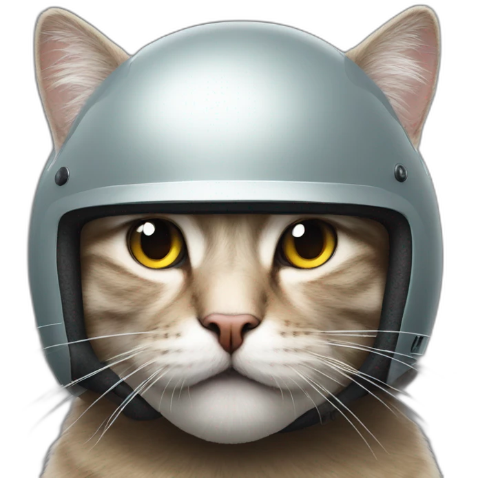 nasty old cat wearing postmodern helmet emoji