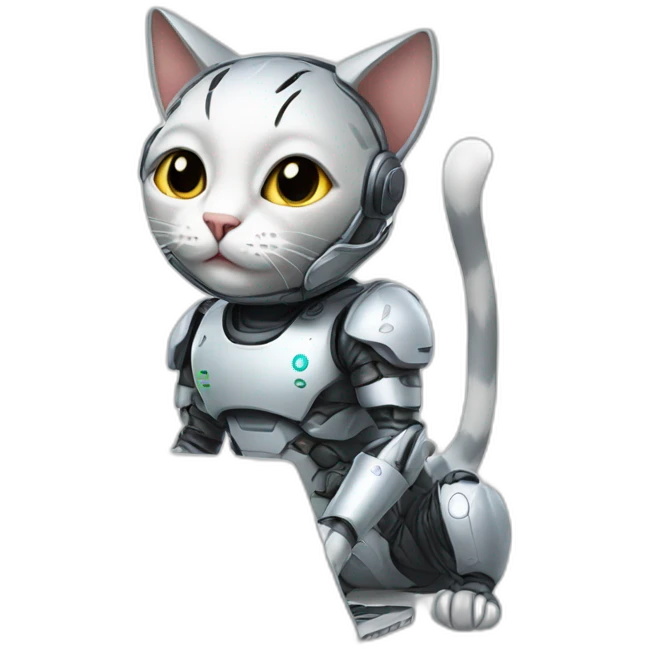 cat in cyborg suit with macbook emoji
