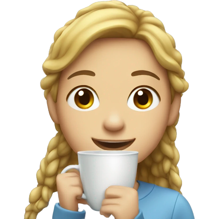 smiling girl with cup rain emoji