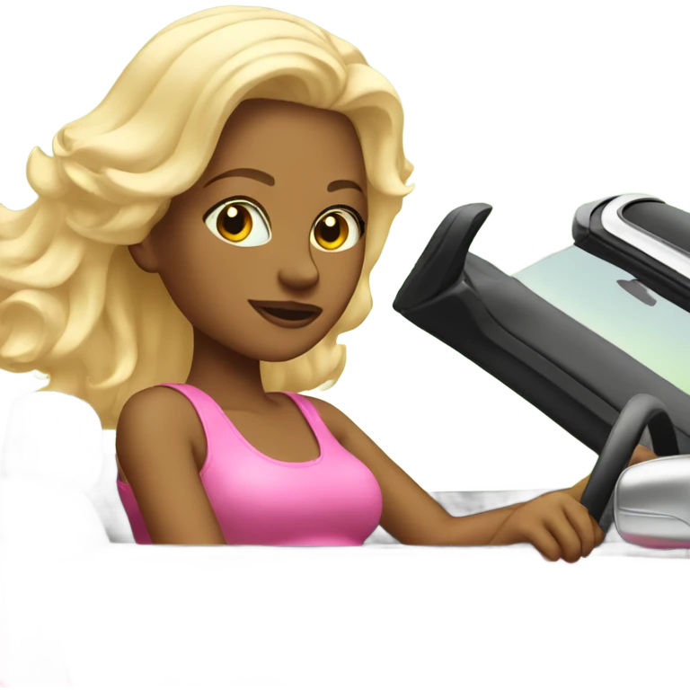 Blonde in a pink convertible emoji