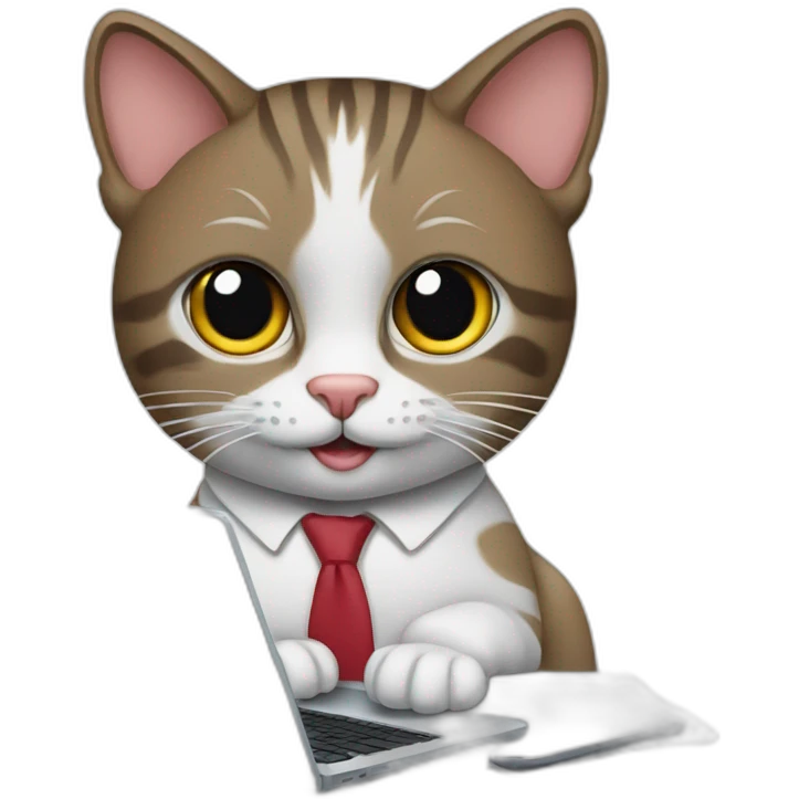 Cat office worker with laptop emoji
