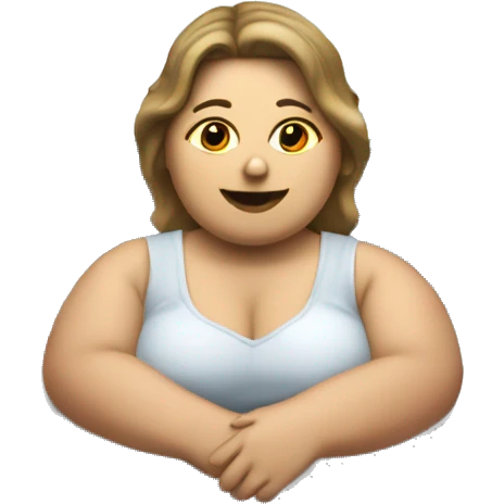 Extremely chubby woman sitting in the truck bed of a 2006 Chevy sliverado  emoji