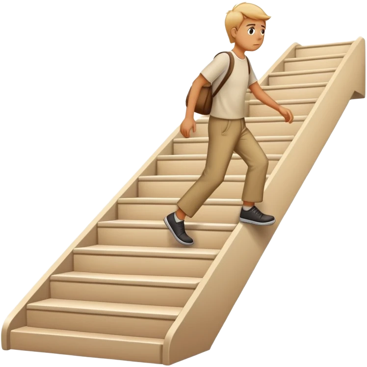 A tired person is walking up the stairs emoji