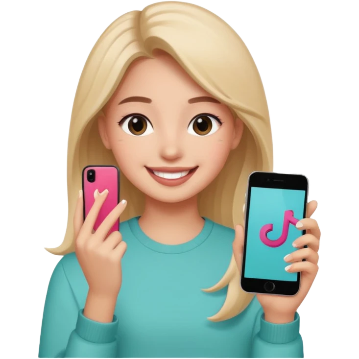 Girl thinking with tiktok emoji