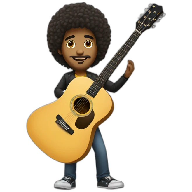pelo largo hombre guitarra emoji