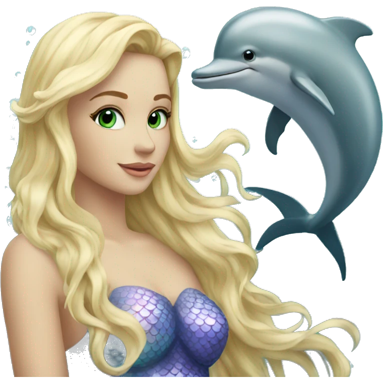 Blonde mermaid with dolphin emoji