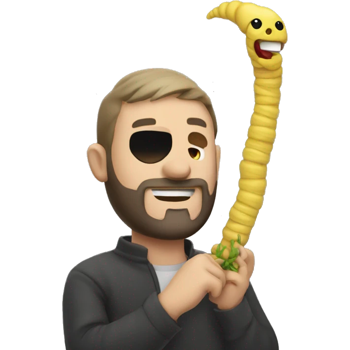 neckbeard playing with a worm emoji