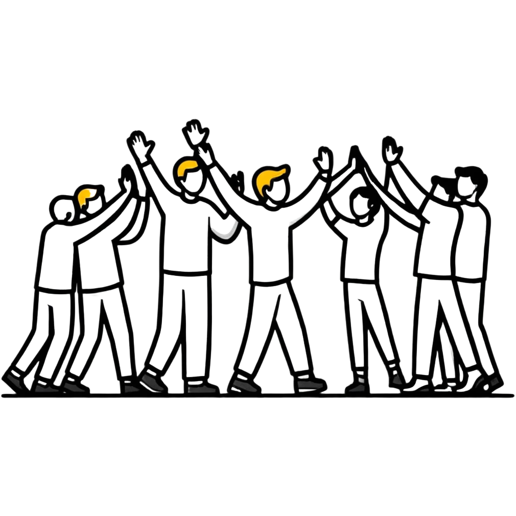 team high-fiving each other emoji