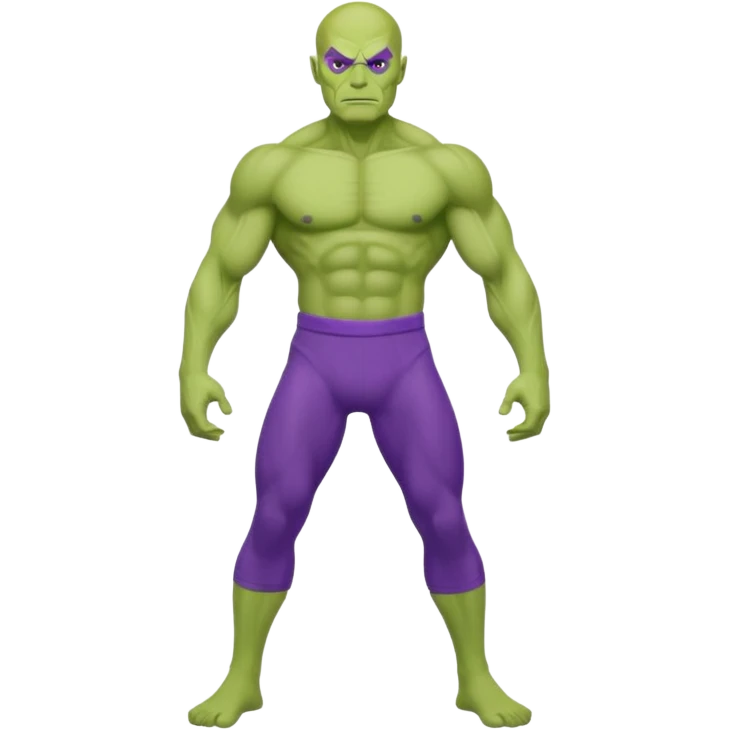A green man beast infused with gamma radiation wearing purple pants emoji