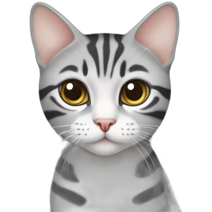 an American Shorthair with grey color and white-striped Tabby cat emoji