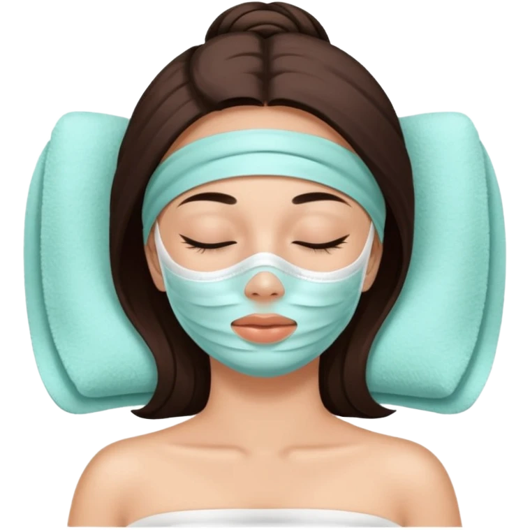 Lady with face mask spa beauty full face relaxing emoji