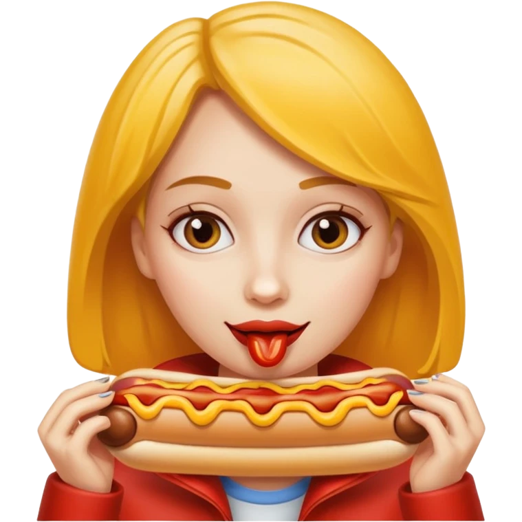 woman eating hotdog emoji