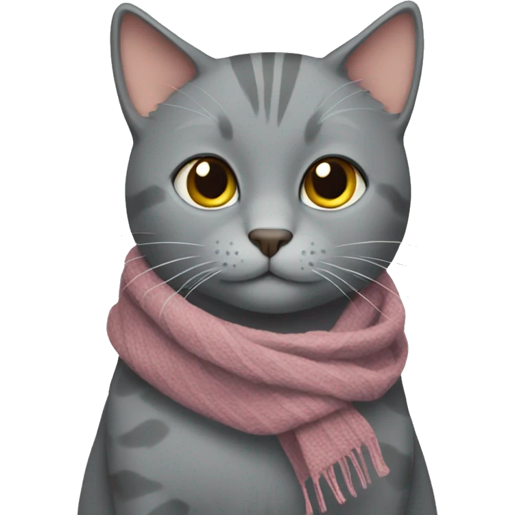 Grey cat with scarf emoji